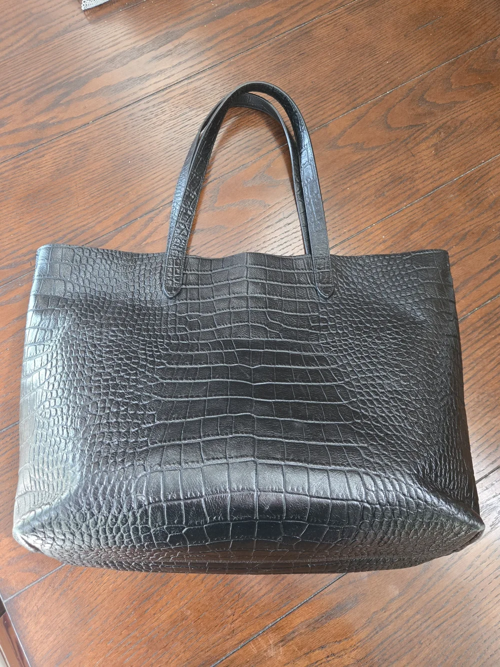 Cuyana Classic Structured Tote Croco With Leather Insert